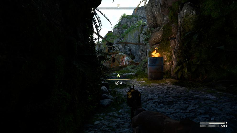 holding a revolver while walking forward