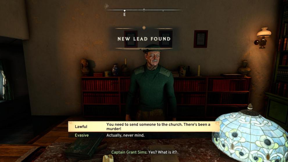 talking to the captain about a murder
