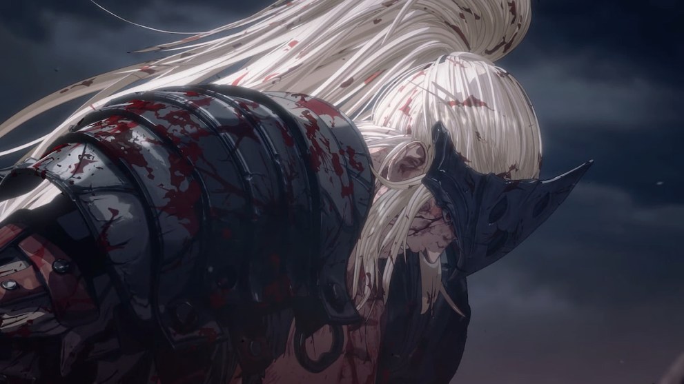 Khazan grimacing in the opening animatic