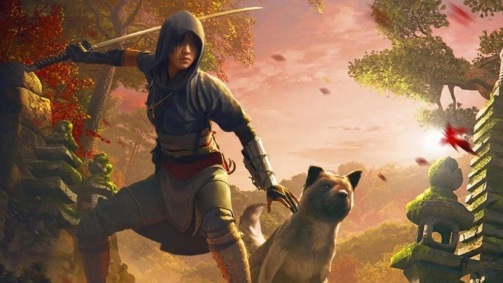 Naoe and Tsuki-maru in the thrown to the dogs quest in Assassin's Creed Shadows